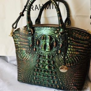 Brahmin Croc Embossed Leather Samba Melbourne with matching clutch